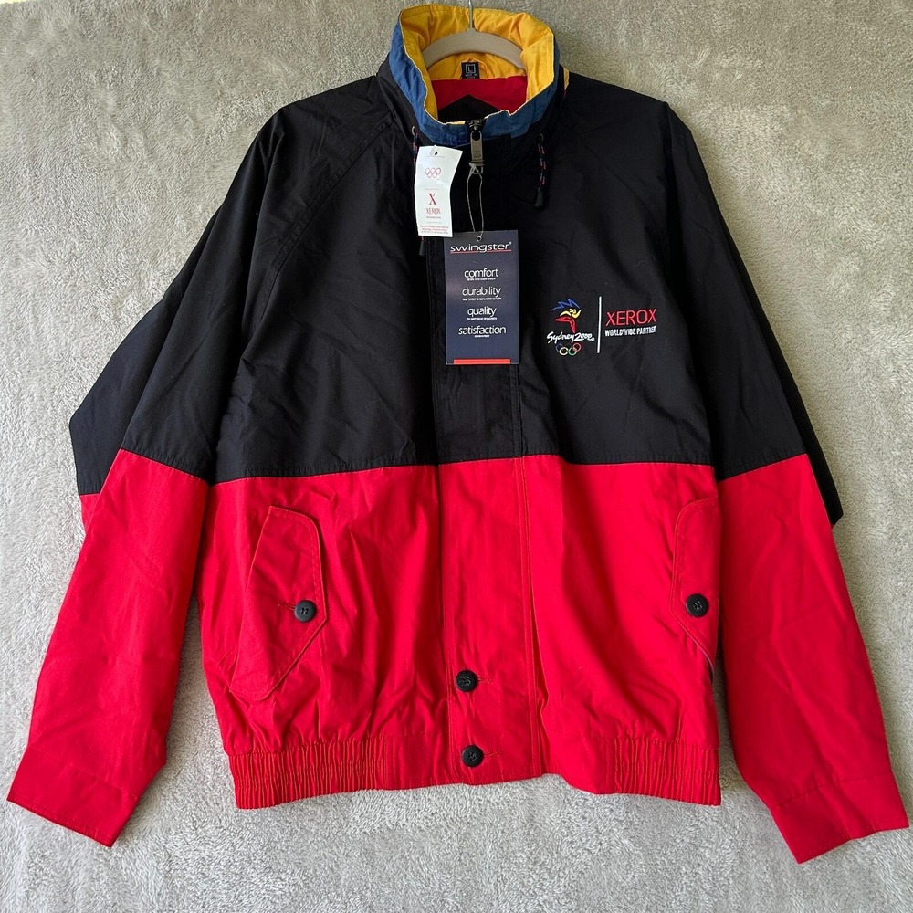 SWINGSTER Olympics Sydney 2000 Xerox Hood Zip Red Jacket Mens L 52" Chest